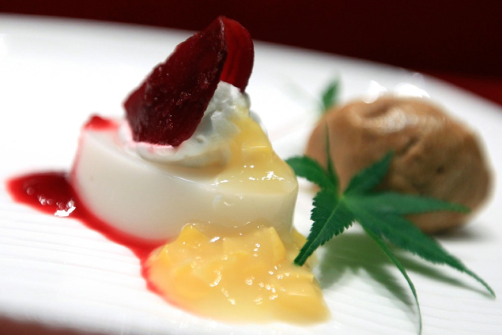 BAKED CHESTNUT PASTRY AND CHILLED COCONUT PUFF WITH BEETROOT AND SWEET CORN AT SHANG PALACE. PHOTOS: JONATHAN WONG