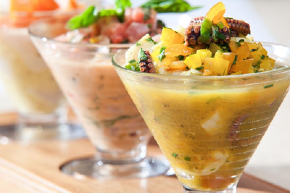 A TRIO OF CEVICHE AT PERUVIAN RESTAURANT CHICHA