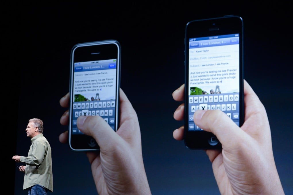 Apple's Phil Schiller announces the iPhone 5. Photo: Xinhua