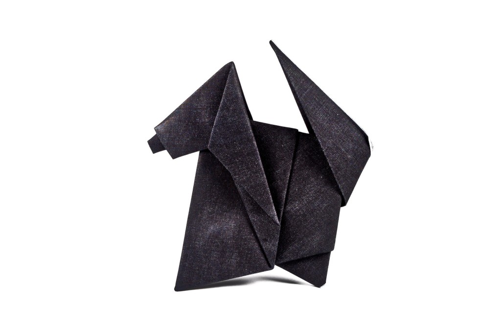 Naked &amp; Famous' Brandon Svarc (above), and his origami dog (top)