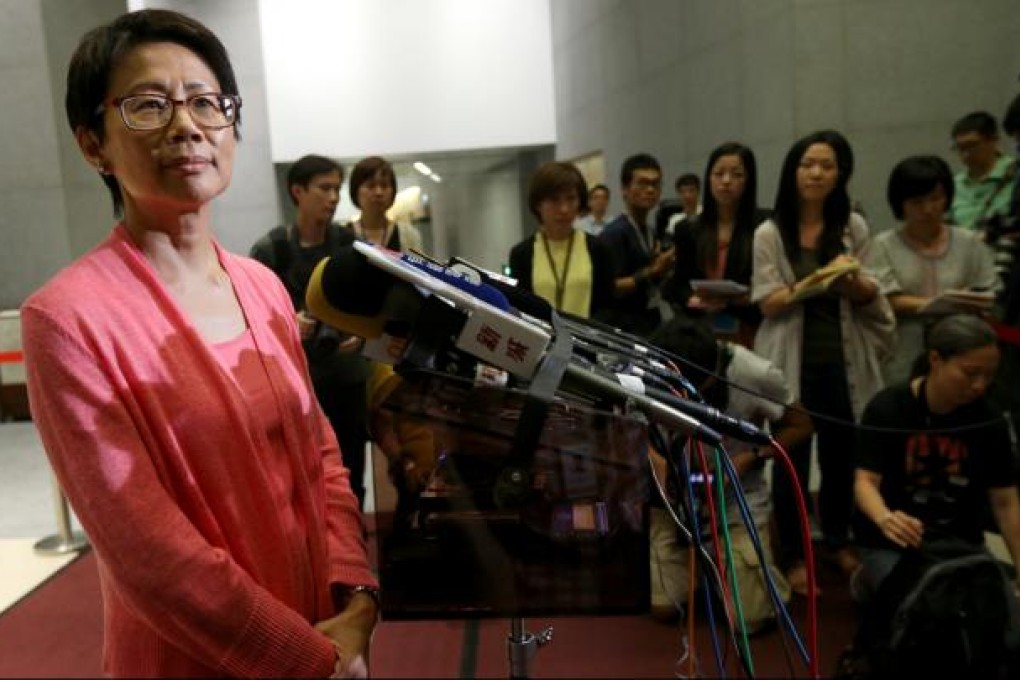 Christine Loh Kung-wai speaks to the media in Central Government Offices in Tamar after her appointment as undersecretary for the environment.