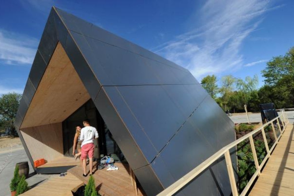 A solar home designed by students at the Technical University of Denmark is displayed at the Madrid competition. Photo: AFP