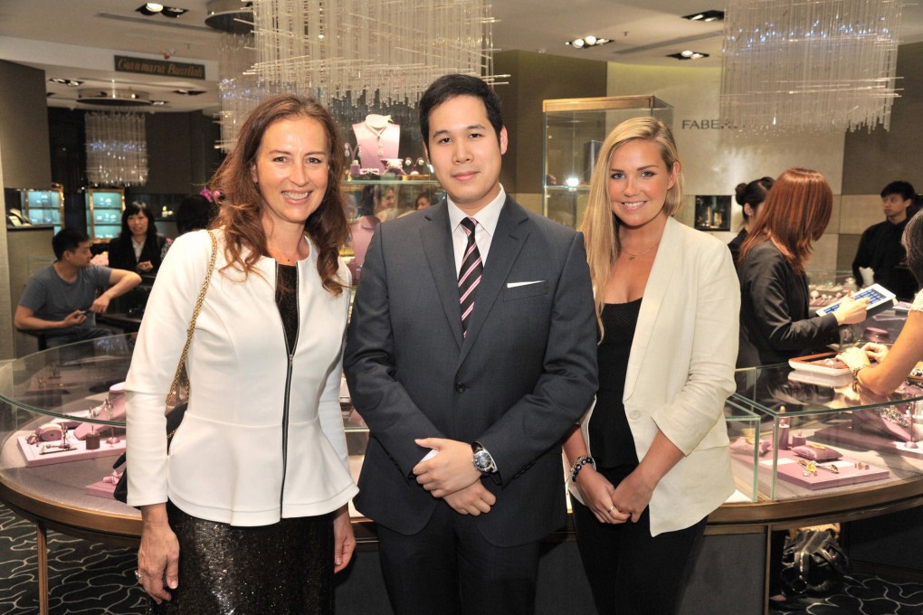 Katharina Flohr (left), socialite and barrister Brandon Chau and Kirsten Hunter