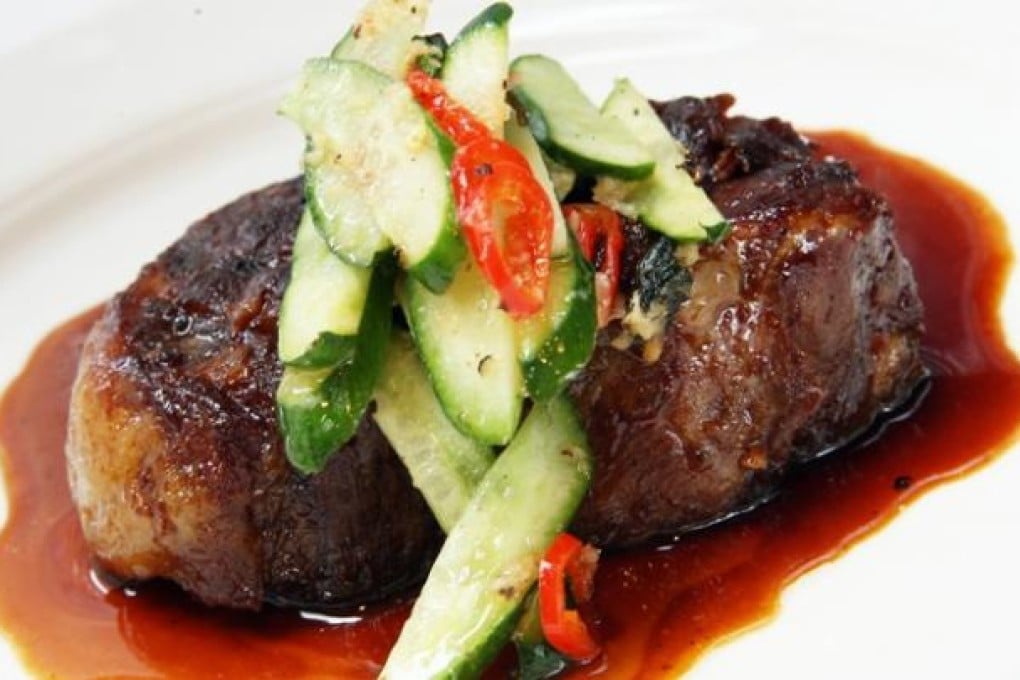 Braised Pork Shoulder with Averna and Cucumber, Glazed in Apple and Sicilian Bitter Liquor, at Lupa Italian restaurant in Central. Photo: Edward Wong