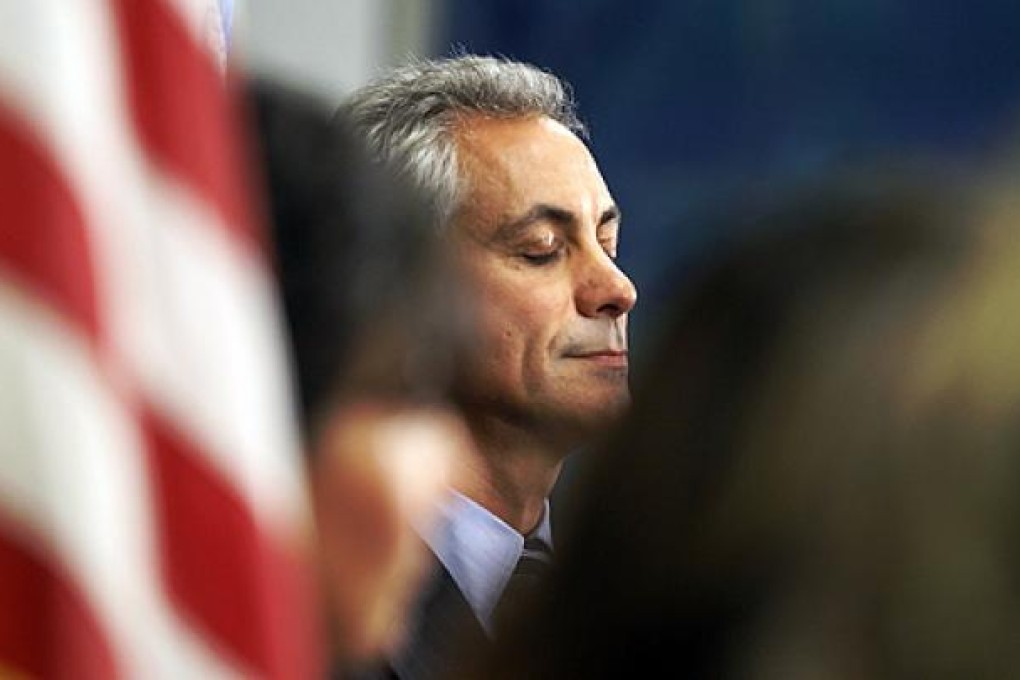 Chicago Mayor Rahm Emanuel attends a news conference after the teachers' union voted to suspend the strike. Photo: AP