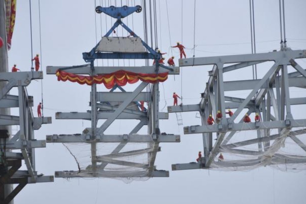 The mainland has accumulated a huge amount of debt in its spending on infrastructure projects such as this bridge. Photo: Xinhua