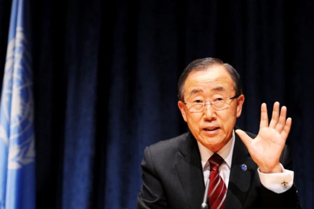 UN Secretary-General Ban Ki-moon speaks during a press conference at the UN headquarters in New York on Wednesday. Photo: Xinhua