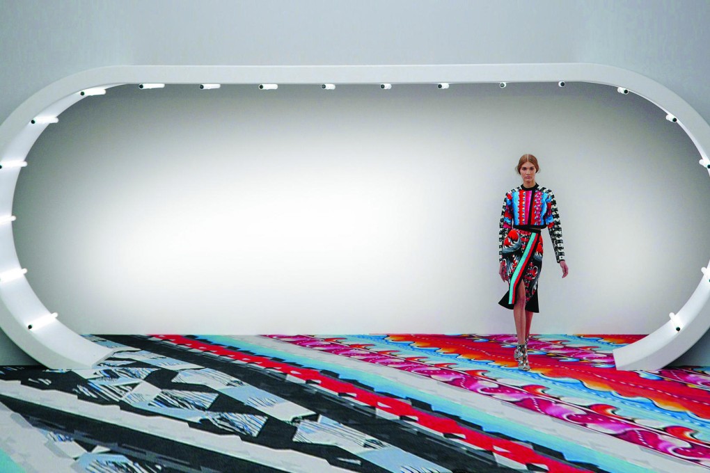 Far left, top to bottom: looks by Burberry, Erdem and Christopher Kane. Left: a Peter Pilotto creation.Cover image: Burberry's trenches in a spectrum of bright metallics.Photos: Reuters, AFP, Getty Images