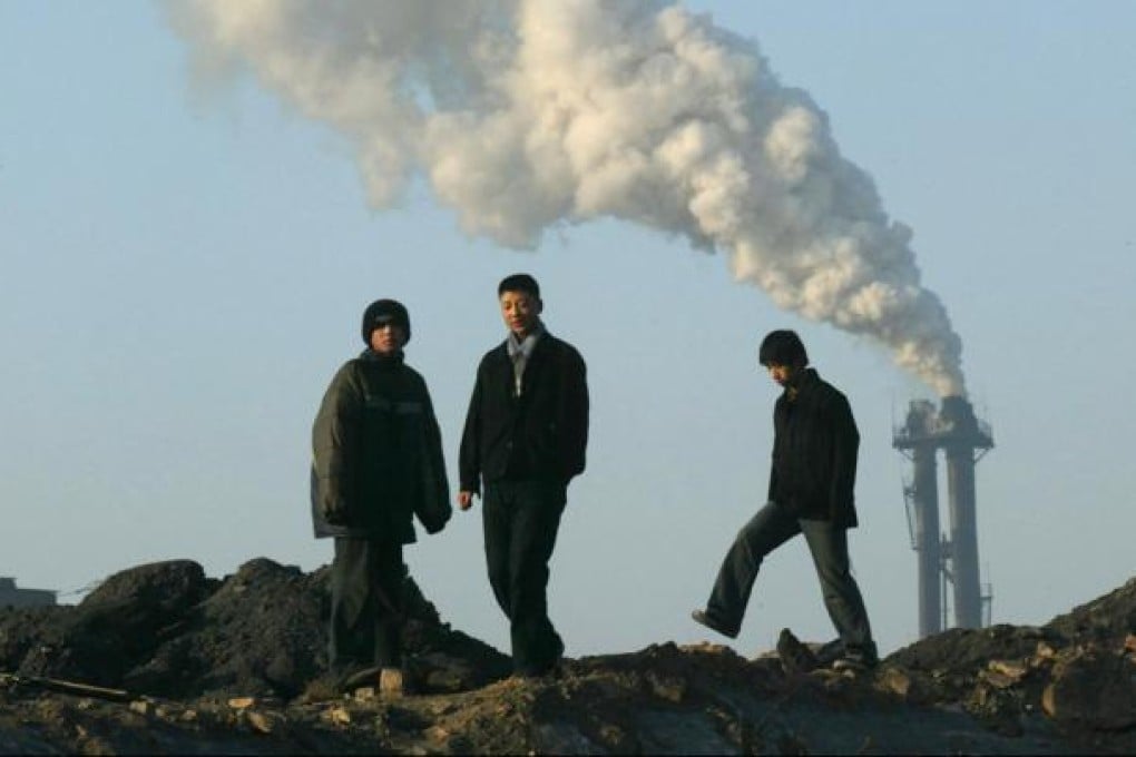 Smoke coming off from a chimney of the Taiyuan Steel Factory in Taiyuan, Shanxi Province. The Taiyuan city is one of the most polluted city in China.