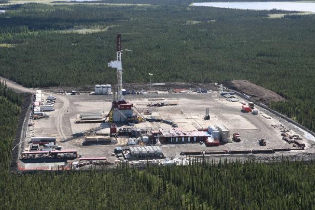 Nexen's b-77-H, 18 well pad site at Dilly Creek in the Horn River Basin. Photo: EPA