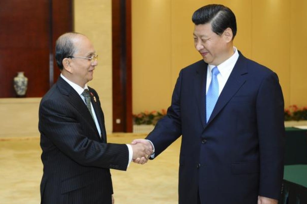 Chinese Vice President Xi Jinping (right) meets with Myanmar President Thein Sein in Nanning, capital of south China's Guangxi Zhuang Autonomous Region, Sept. 21, 2012. Photo: Xinhua