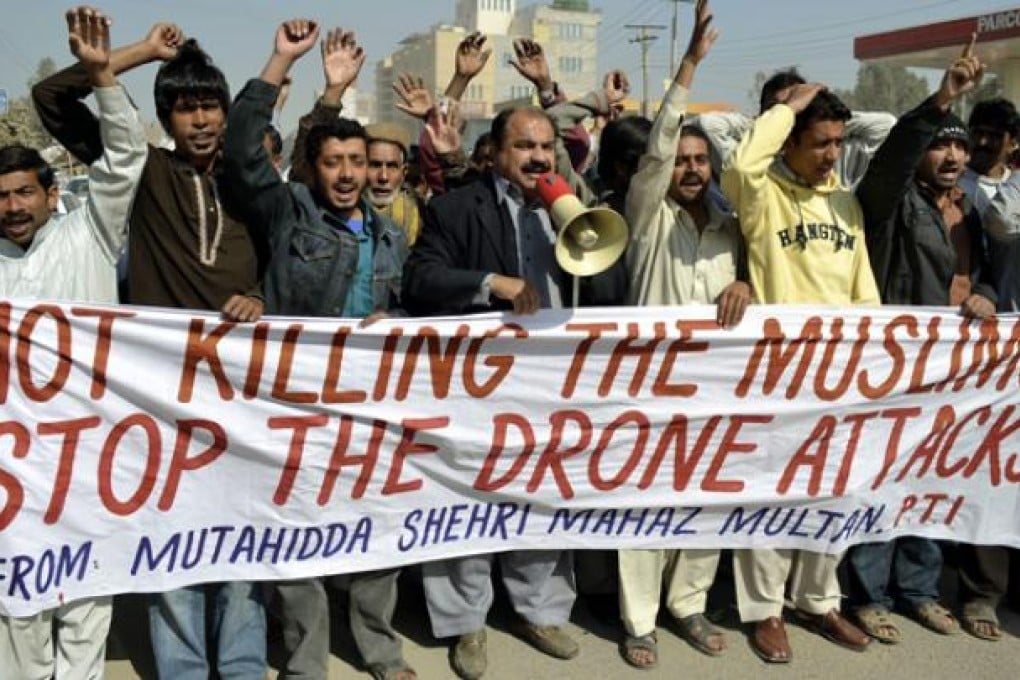 A protest against US drone attacks, in Multan, Pakistan, February 9. Photo: EPA