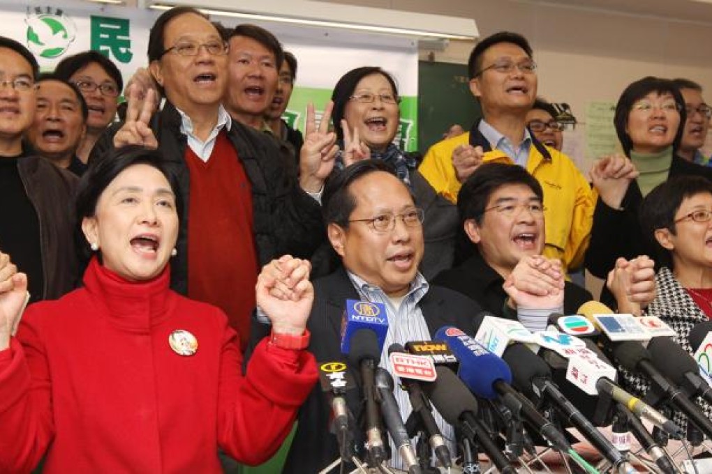 The Democratic Party is condemned as the betrayer to Hong Kong by supporting the passage of the government's 2010 electoral reform package.