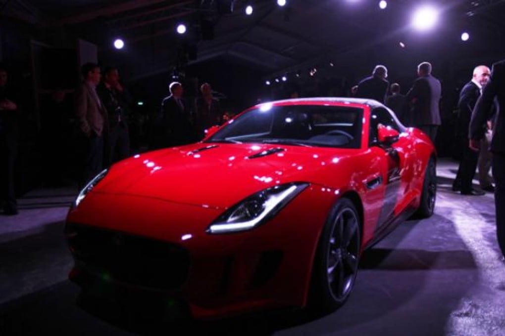 A Jaguar F-TYPE sports car is unveiled during the launch ceremony at the Rodin Museum in Paris on Wednesday. Photo: Xinhua