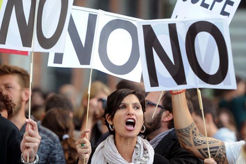 Anti-austerity protesters march in Madrid. Photo: AFP