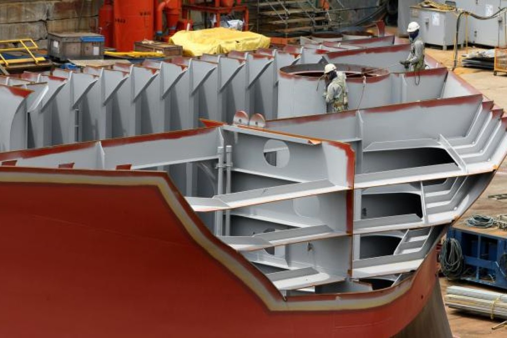 Hyundai Heavy Industries' shipyard in Ulsan, South Korea. It aims to cut its reliance on a shrinking ship market. Photo: Bloomberg