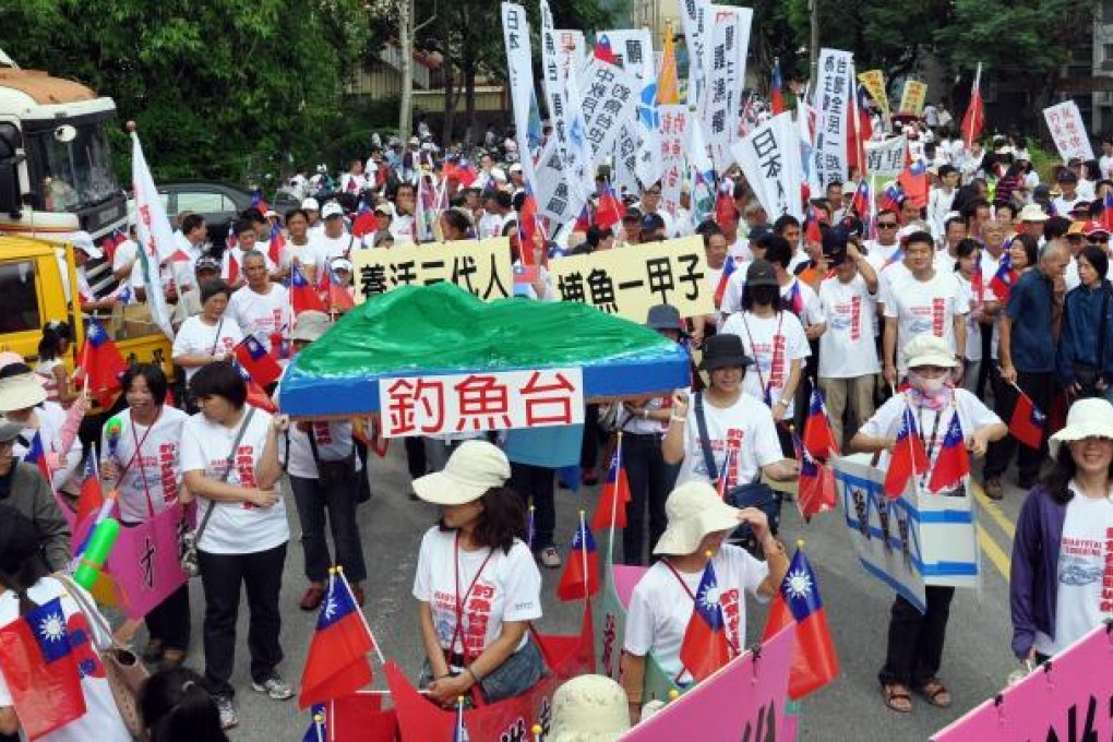 Protesters assert Taipei's claim on the Diaoyu Islands. Photo: AFP