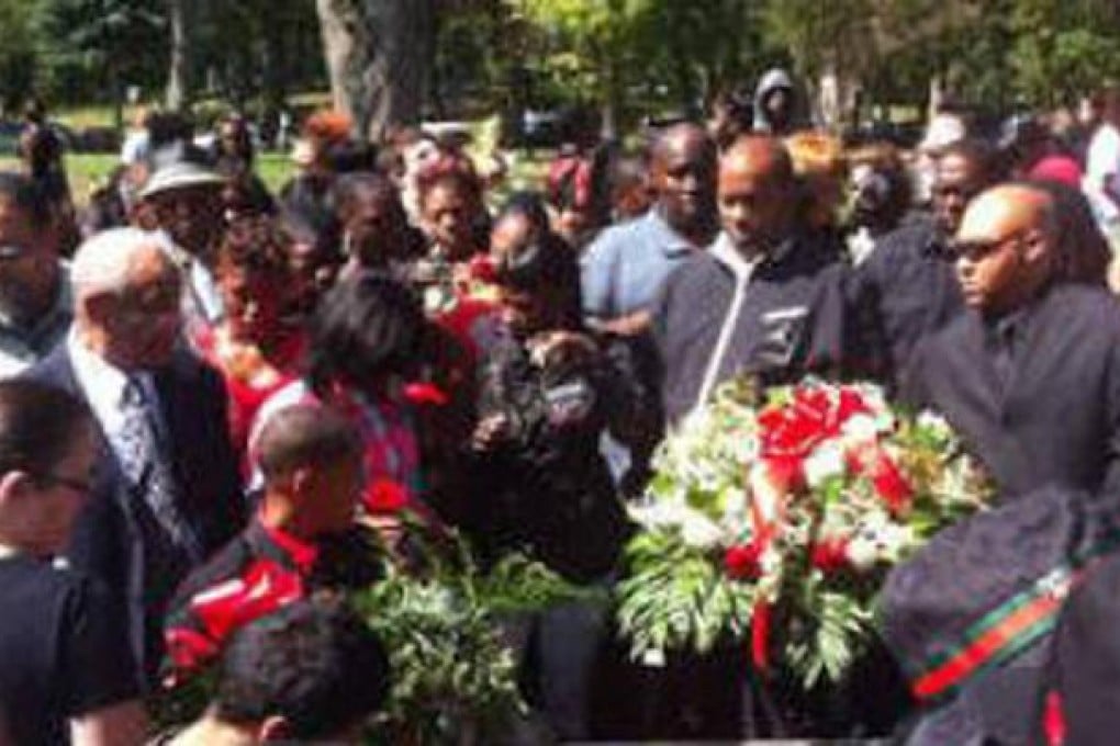Gang members at the funeral of slain Chicago rapper Lil Jojo.