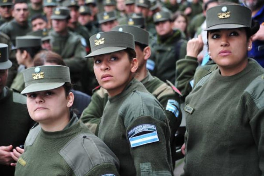 Hundreds of Gendarmerie members join the protest rally in Buenos Aires on Wednesday. Photo: EPA