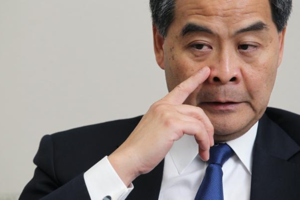 Hong Kong Chief Executive Leung Chun-ying touches his nose during an interview on October 3, 2012. Photo: SCMP/K. Y. Cheng
