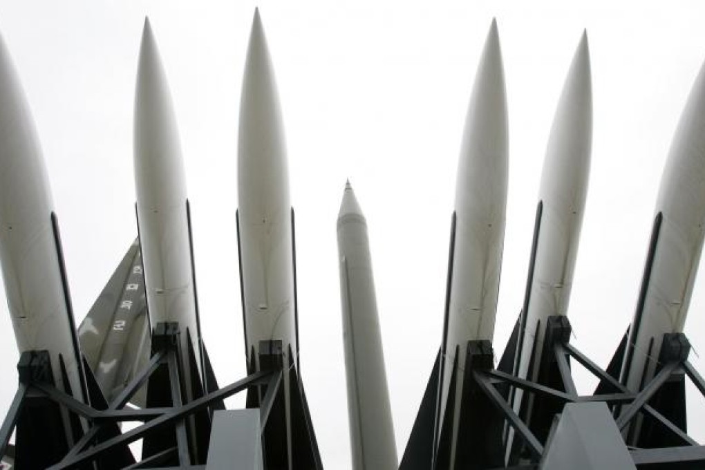 Models of missiles held by both North and South Korea are displayed at the Korean War Memorial Museum in Seoul. Photo: Reuters