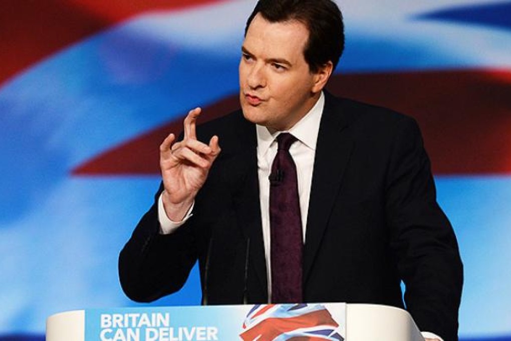 British Chancellor of the Exchequer George Osborne speaks at the annual Conservative Party Conference in Birmingham on Monday. Photo: AFP