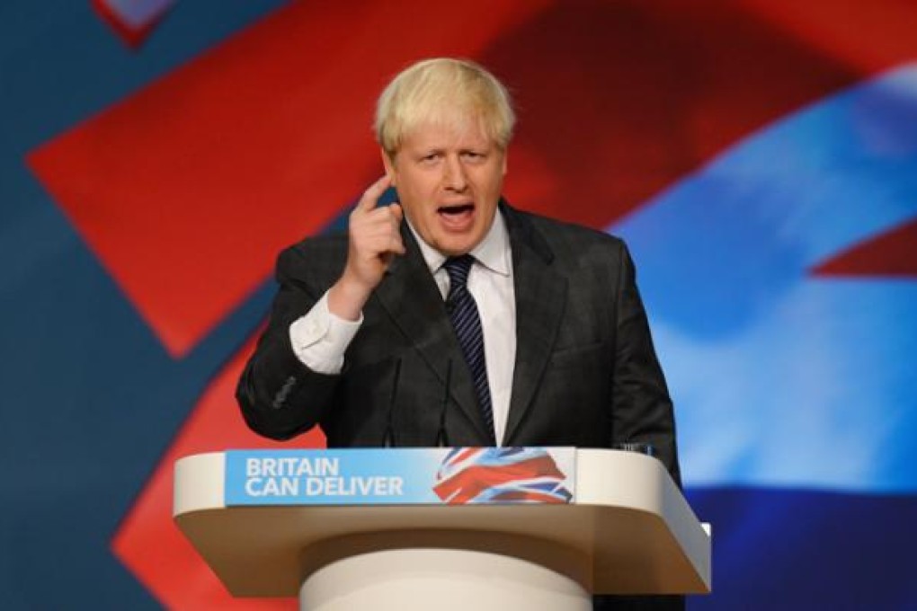 Mayor of London Boris Johnson speaks to delegates during the third day of the annual Conservative Party Conference on Tuesday. Photo: AFP