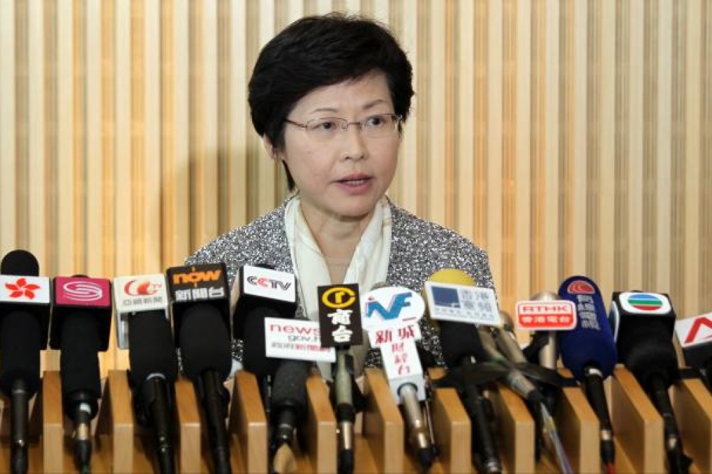 Chief Secretary Carrie Lam Cheng Yuet-ngor announces the Executive Council has agreed to set up a Commission of Inquiry to probe the causes of the ferry disaster at a press conference on Oct. 9, 2012. Photo: SCMP