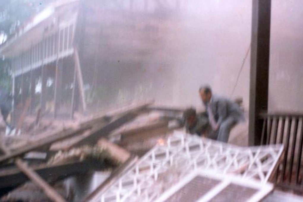 This dramatic image shows the fatal and chaotic moment a North Korean bomb blast rocked Myanmar in 1983. Photo: Kim Sang-Yeong