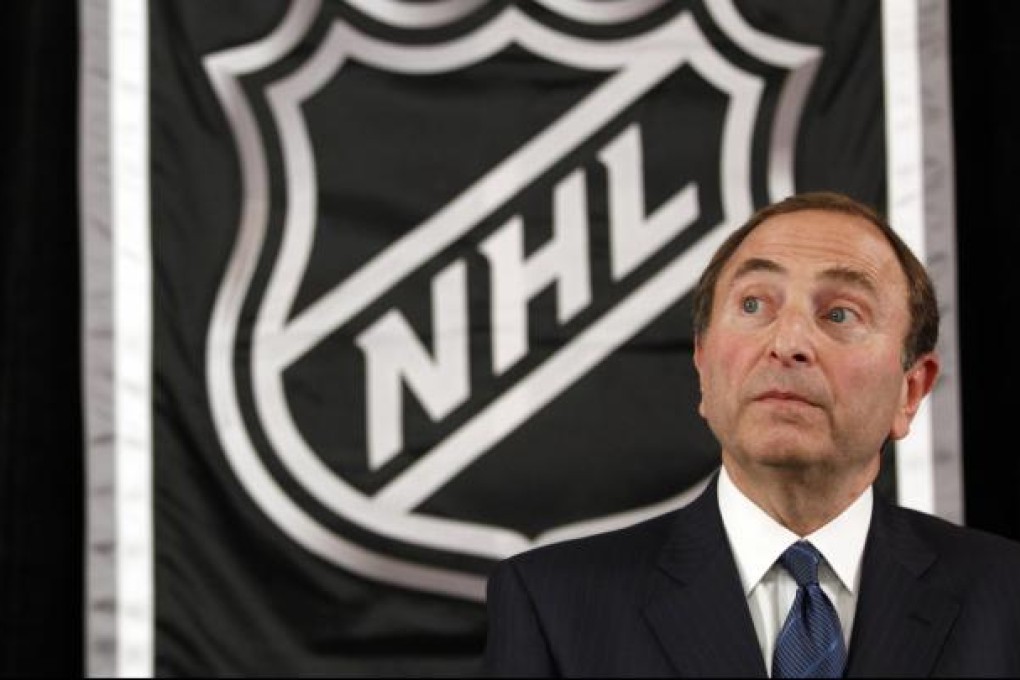NHL commissioner Gary Bettman speaks to reporters after meeting with team owners in New York. Photo: AP