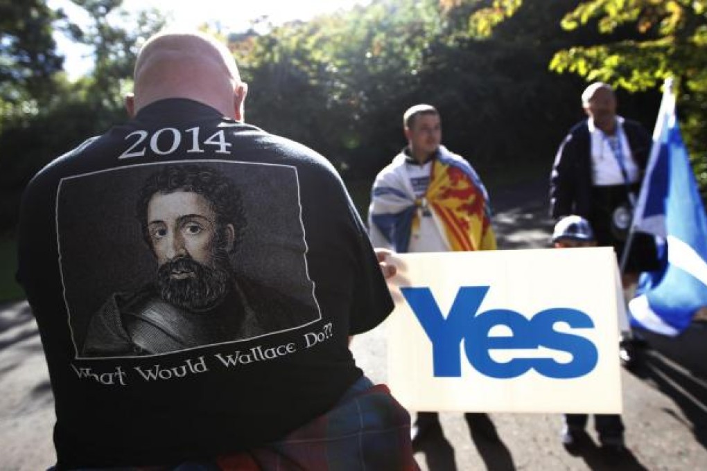 Some of the thousands of independence supporters who joined a march and rally held in Edinburgh last month. Photo: Reuters