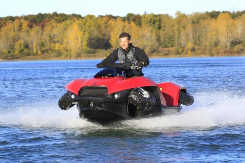 The one-person Quadski can be driven on land or water. Photo: AP