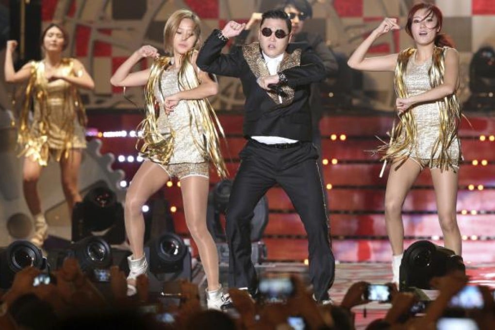 Psy performs at the Korean Formula One grand prix. Photo: AP