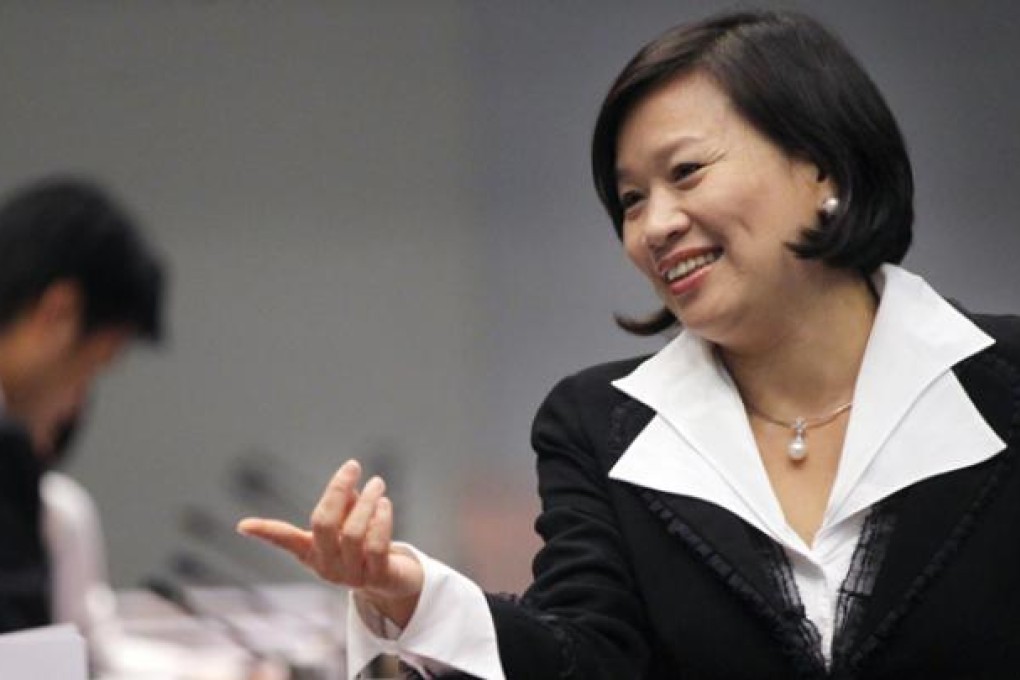 Lawmaker Priscilla Leung Mei-fun attends the election for the chairman and deputy chairman of the Panel on Administration of Justice and Legal Services of Legislative Council in Tamar. Leung was elected as the chairman of the panel. Photo: KY Cheng