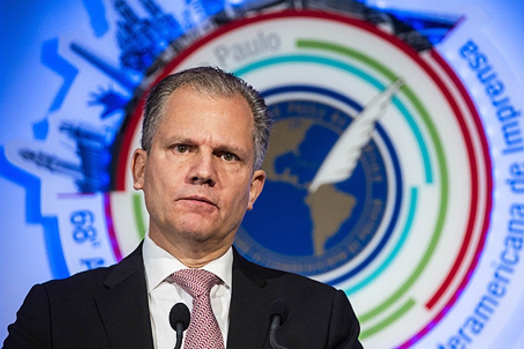 New York Times publisher Arthur Sulzberger announces plans for a Portuguese-language website an Inter-American Press Association lunch in São Paulo on Monday. Photo: AFP