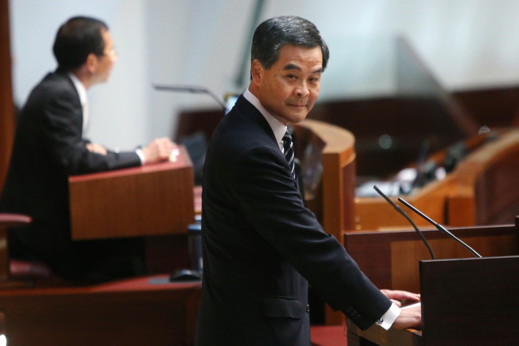 Chief Executive Leung Chun-ying addresses legislators yesterday, spelling out the most pressing problems facing the city. Photo: David Wong