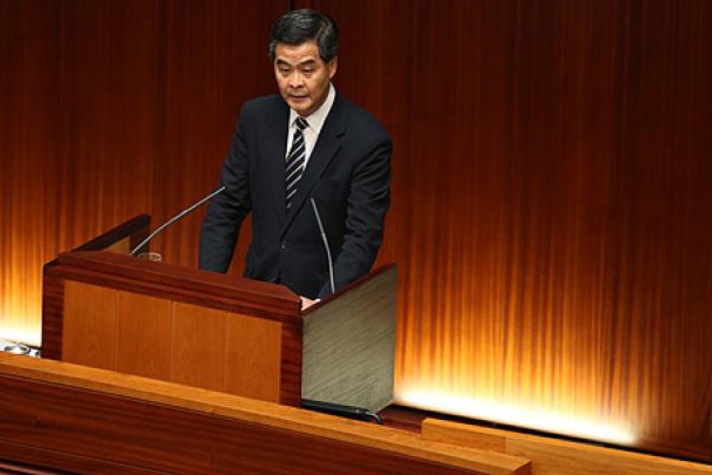 "I have instructed all departments to enhance inter-department co-ordination and team spirit, to put forward policy to accommodate public needs,”  Chief Executive Leung Chun-ying says in Legco. Photo: Robert Ng