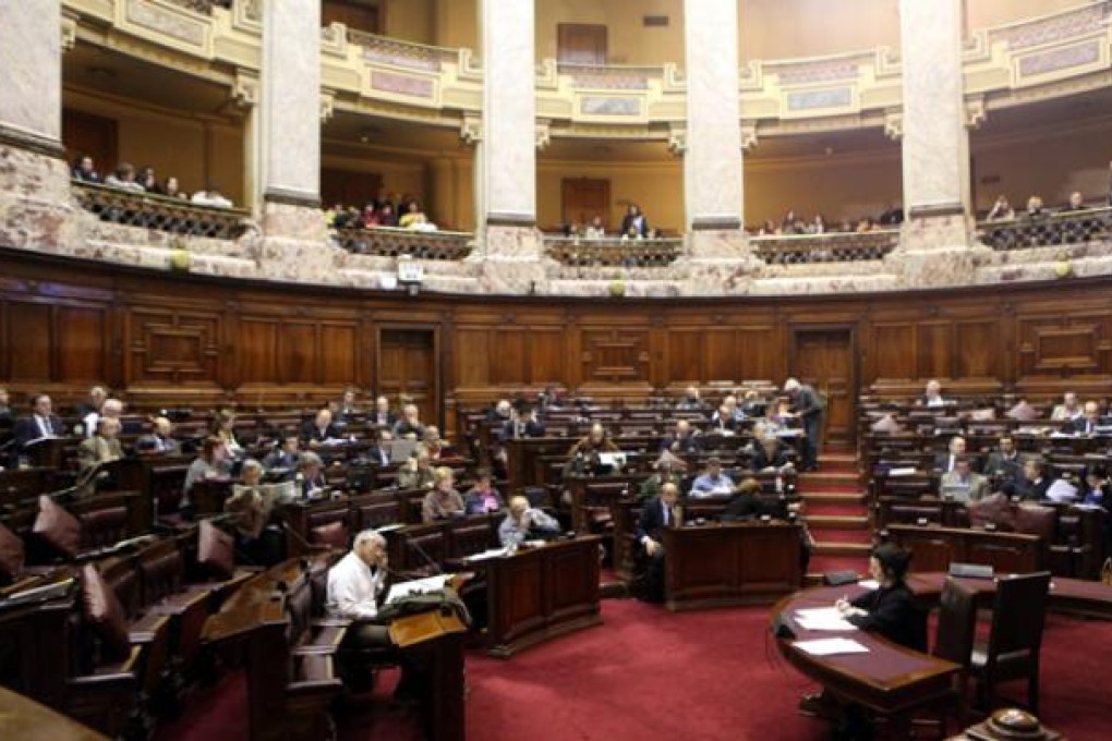 Congress during the discussion of the Decriminalisation of Abortion Act, at the Legislative Palace, in Montevideo, on September 25. Photo: EPA