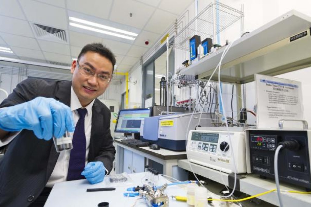 A novel air purification technology developed by Dr Oscar Hui Kwan-san, lecturer from engineering department of CityU, transforms air pollutants into harmless substances. Photo: Handout