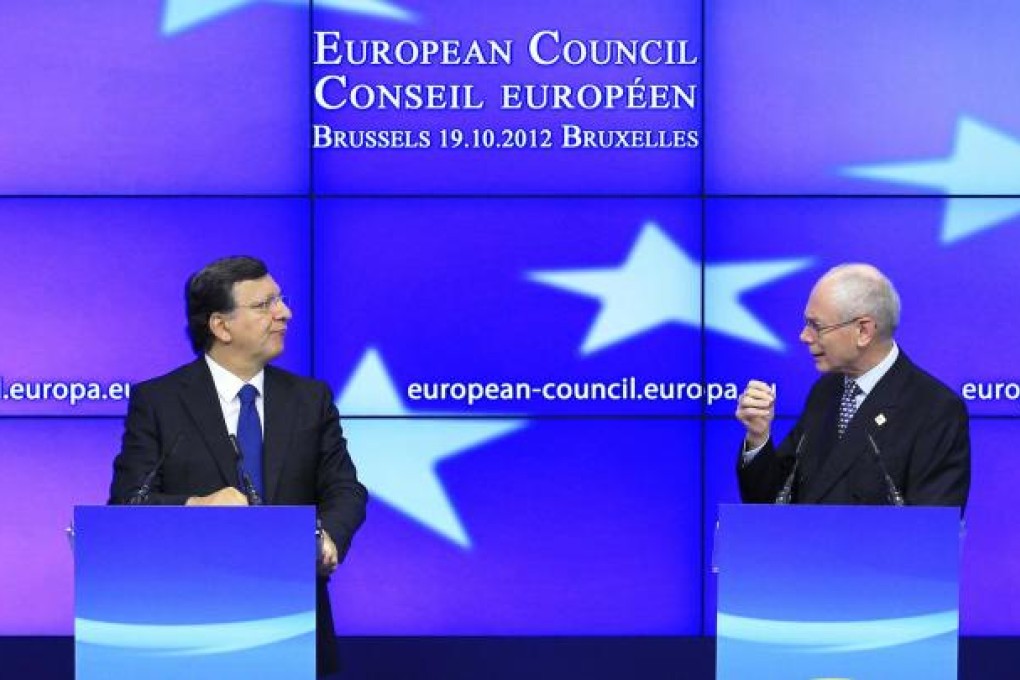 European Commission President Jose Manuel Barroso (left) and European Council President Herman Van Rompuy at the European Union leaders summit in Brussels. Photo: Reuters