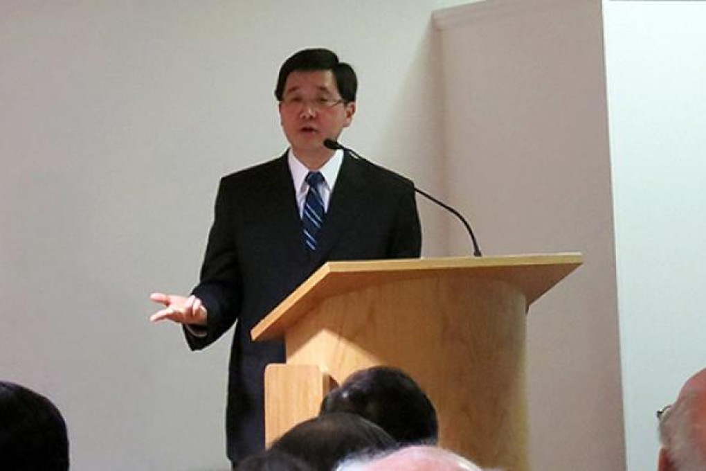 Stephen Lam delivers speech at the University of Oxford. Photo: SCMP Pictures