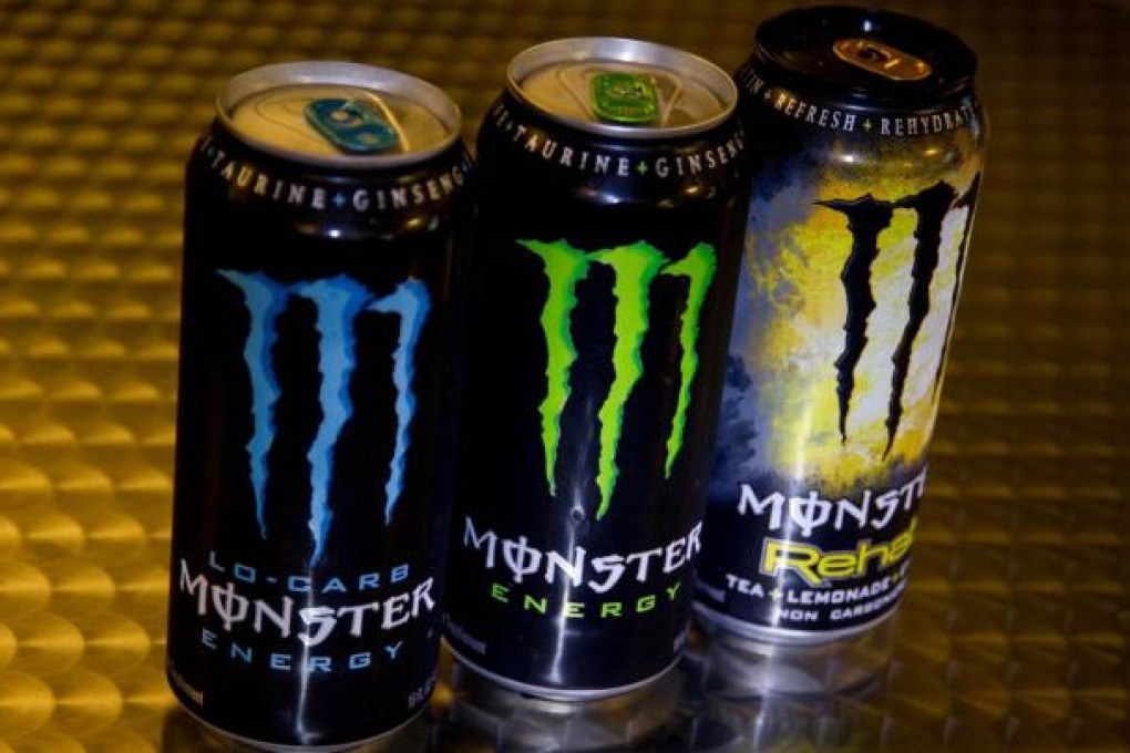 Three flavours of Monster energy drinks. The drink is being blamed for the death of a 14-year-old Maryland girl. Photo: AFP