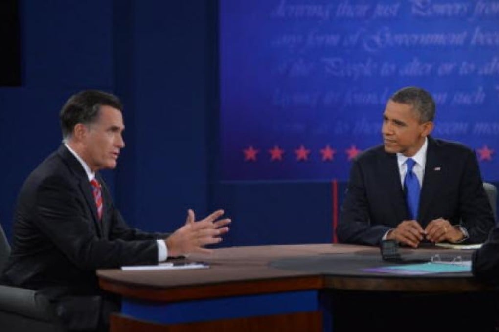 US President Barack Obama and Republican Presidential candidate Mitt Romney participate in the third and final presidential debate. Photo: AFP