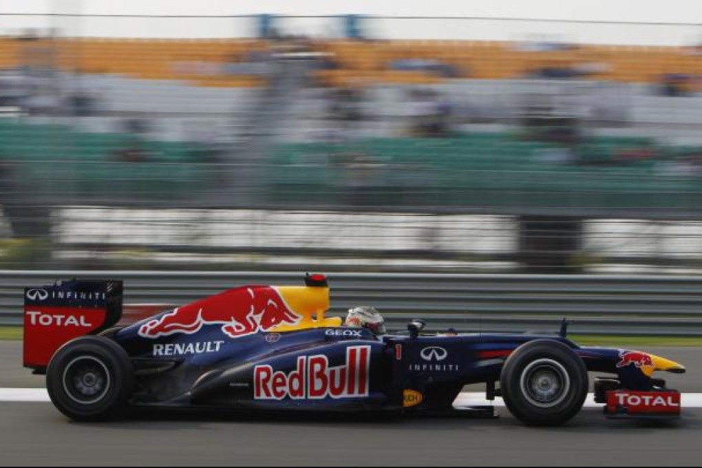 Red Bull's Sebastian Vettel sets the fastest time in practice. Photo: AP