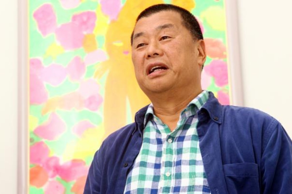 Jimmy Lai, chairman of Next Media, said farewell to staffs in Taiwan. Photo: SCMP