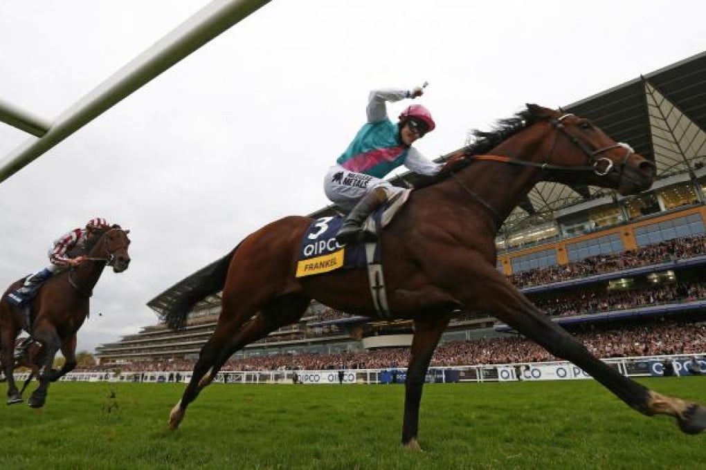 Frankel races ahead of Olivier Peslier on Cirrus des Aigles, which has been nominated for the International Races. Photo: Reuters