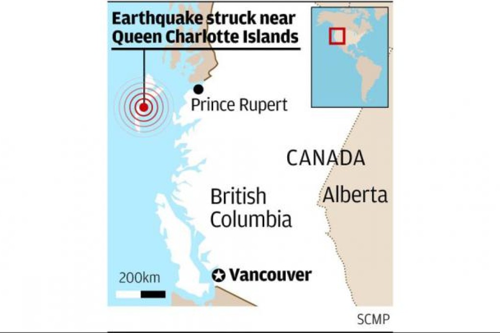 The Earthquake struck near the Queen Charlotte islands.