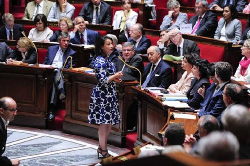 Cecile Duflot, minister for equality of territories and housing, addressing parliament in "that dress". Photo: AP