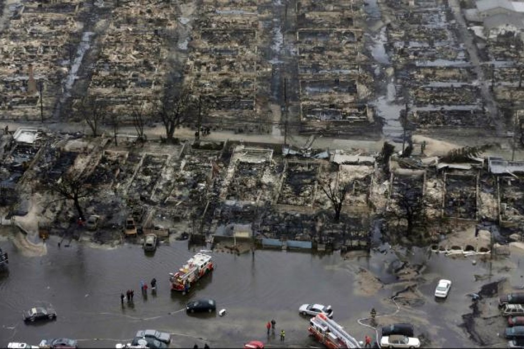 An aerial photo of New York's Breezy Point after the fire. Photo: AP