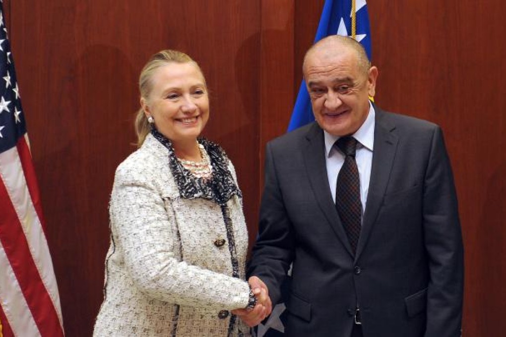 Hillary Clinton meets Prime Minister Vjekoslav Bevanda. Photo: AFP